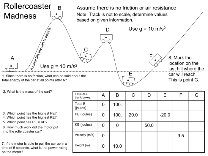 Roller coaster design worksheet answers