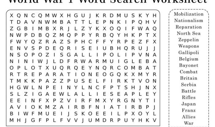 World war 1 word search puzzle answer key pdf