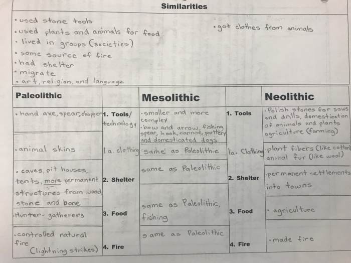 Comparing paleolithic and neolithic eras worksheet answers